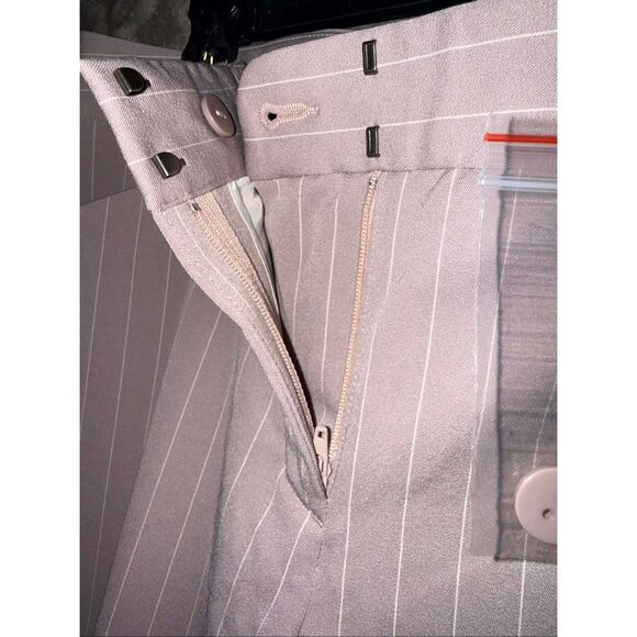 Express Editor Barely Boot Low Rise Pink & White Pinstripe Pants Sz 10 #758 - Picture 3 of 10
